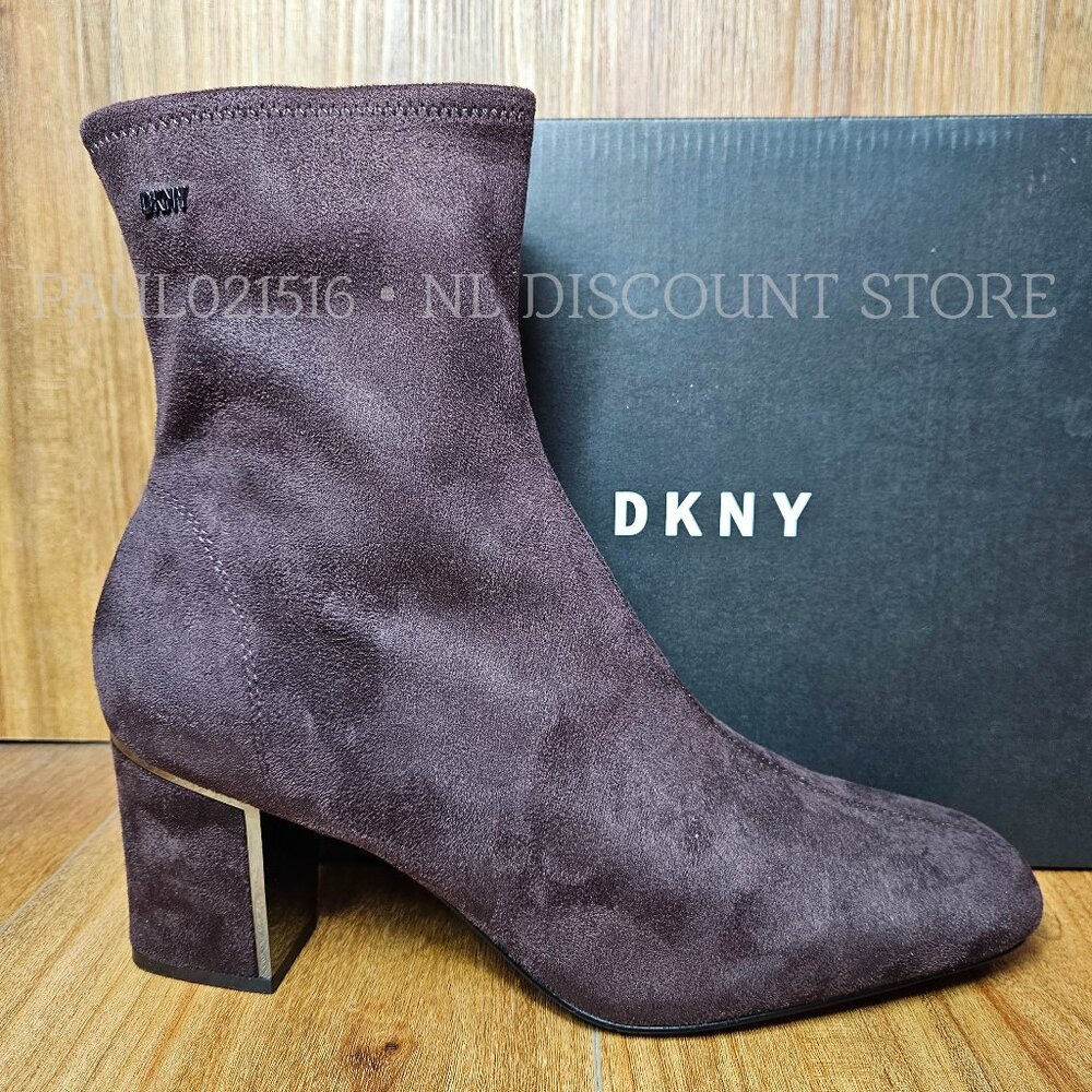 DKNY Women's Cavale Stretch Heeled Booties Boots ~ Espresso ~ Size US 10